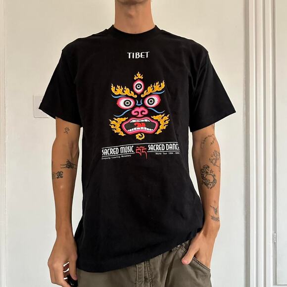 Rare Vintage 90s Tibet Sacred Music Dance Freedom Tour Shirt - Picture 6 of 6